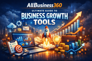 AllBusiness360 featured image showcasing business growth tools, charts, graphs, and digital strategies